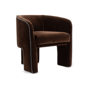 Florian Lounge Chair – Chocolate Velvet & Navy Piping