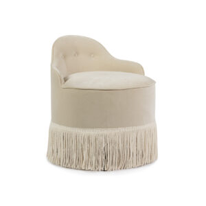 Lou Vanity Stool – Pale Beige Velvet & Fringe