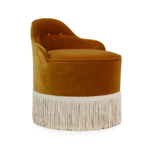 Lou Vanity Stool – Amber Velvet & Fringe