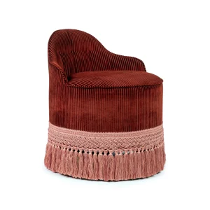 Lou Vanity Stool – Benu Velvet Stripe & Rouen Tassel Fringe