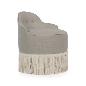 Lou Vanity Stool – Easy Lustre Fossil & Ivory Fringe
