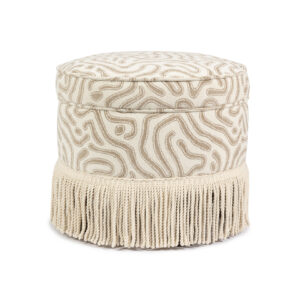 Laurent Pouf – Atoll Fabric & Ivory Fringe