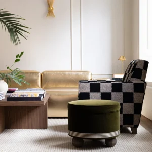 Laurent Pouf – Safari Green Velvet & Houles Tape