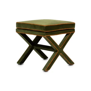 Marcel X Bench – Safari Green Velvet & Ochre Piping